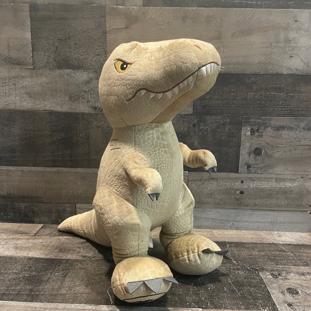 Jurassic World T-Rex Plush Tan Dinosaur Stuffed Animal Toy 12 Inch